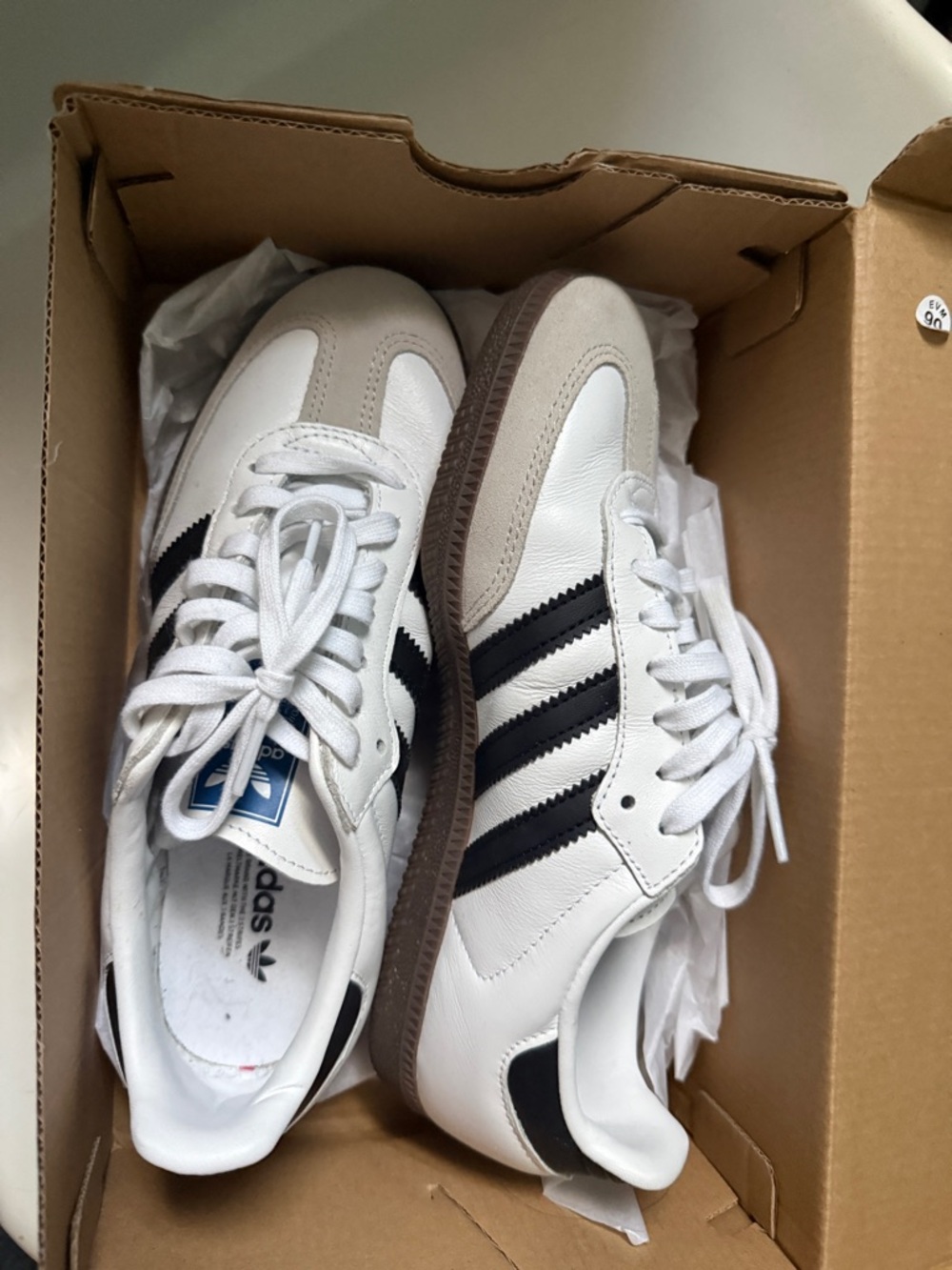 adidas White Black and Taupe Gum-Soled Sneakers